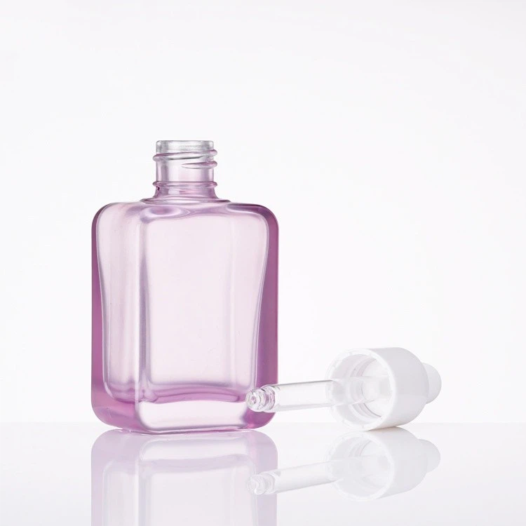 Sunshine New Arrival 30ml Luxury Transparent Flat Square Essential Oil Glass Bottle Glass Dropper Bottle Essential Oil Packaging