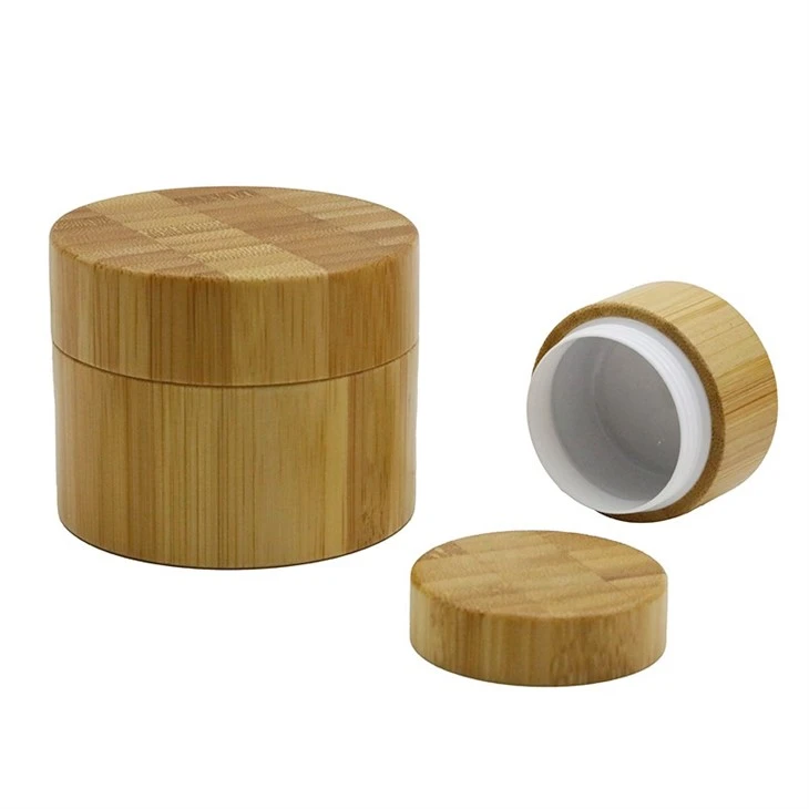 Plastic Cream Jar With Bamboo Shell